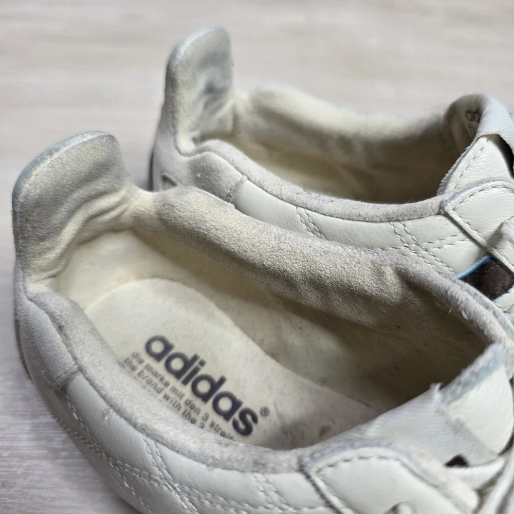 Adidas Tuscany Goodyear Racing Driving‎ Shoes White Blue Brown Stripe Size 6
